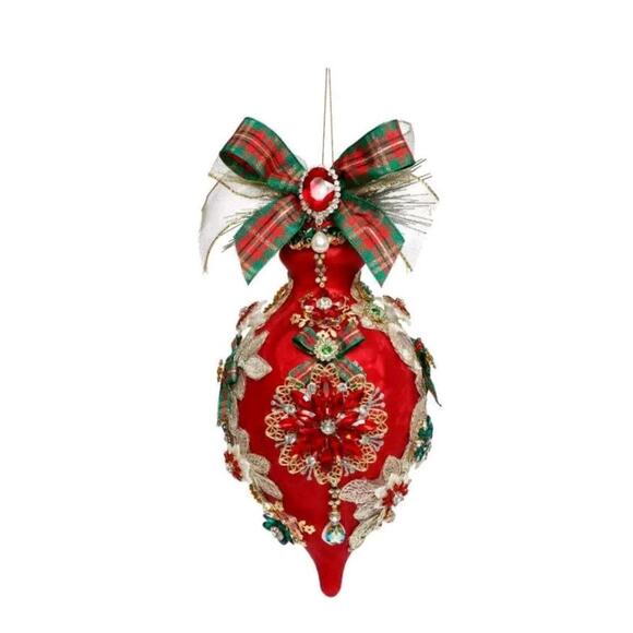 Mark Roberts Christmas 2024 King's Jewel Fancy Finial Ornament 8" Red Frosted - Picture 4 of 16